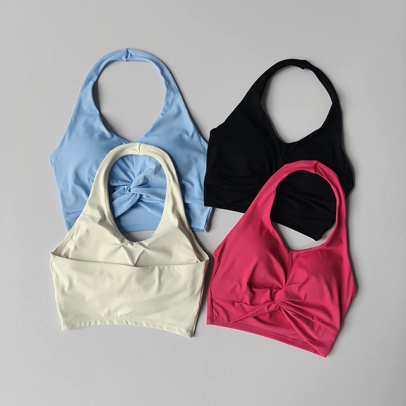 Pilate Yoga Workout - Bra Olahraga Halter Twist Wanita, Atasan