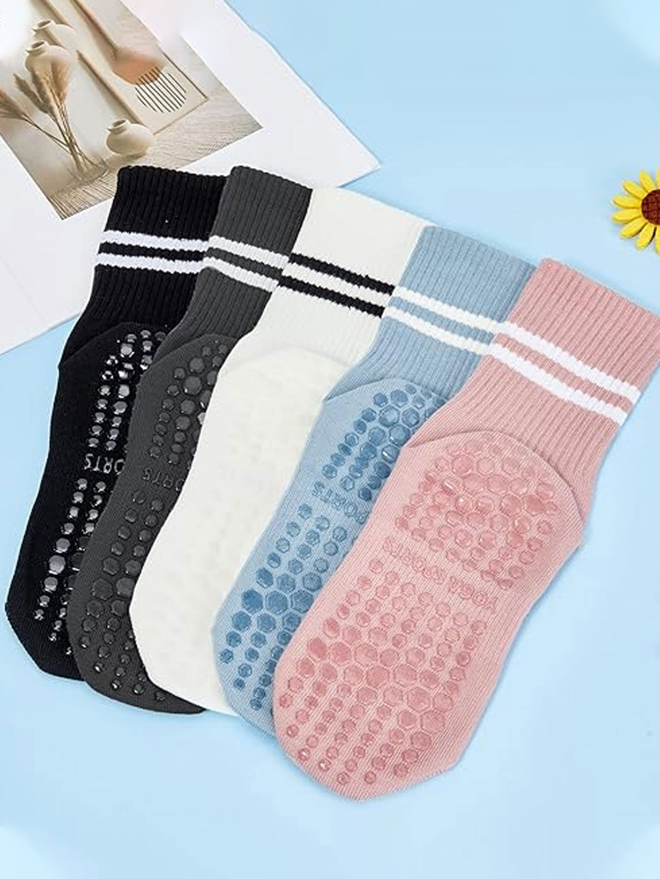 3 Pasang Kaus Kaki Yoga, Kaus  - Medias Para Pilates Y Yoga ulasan dan harga
