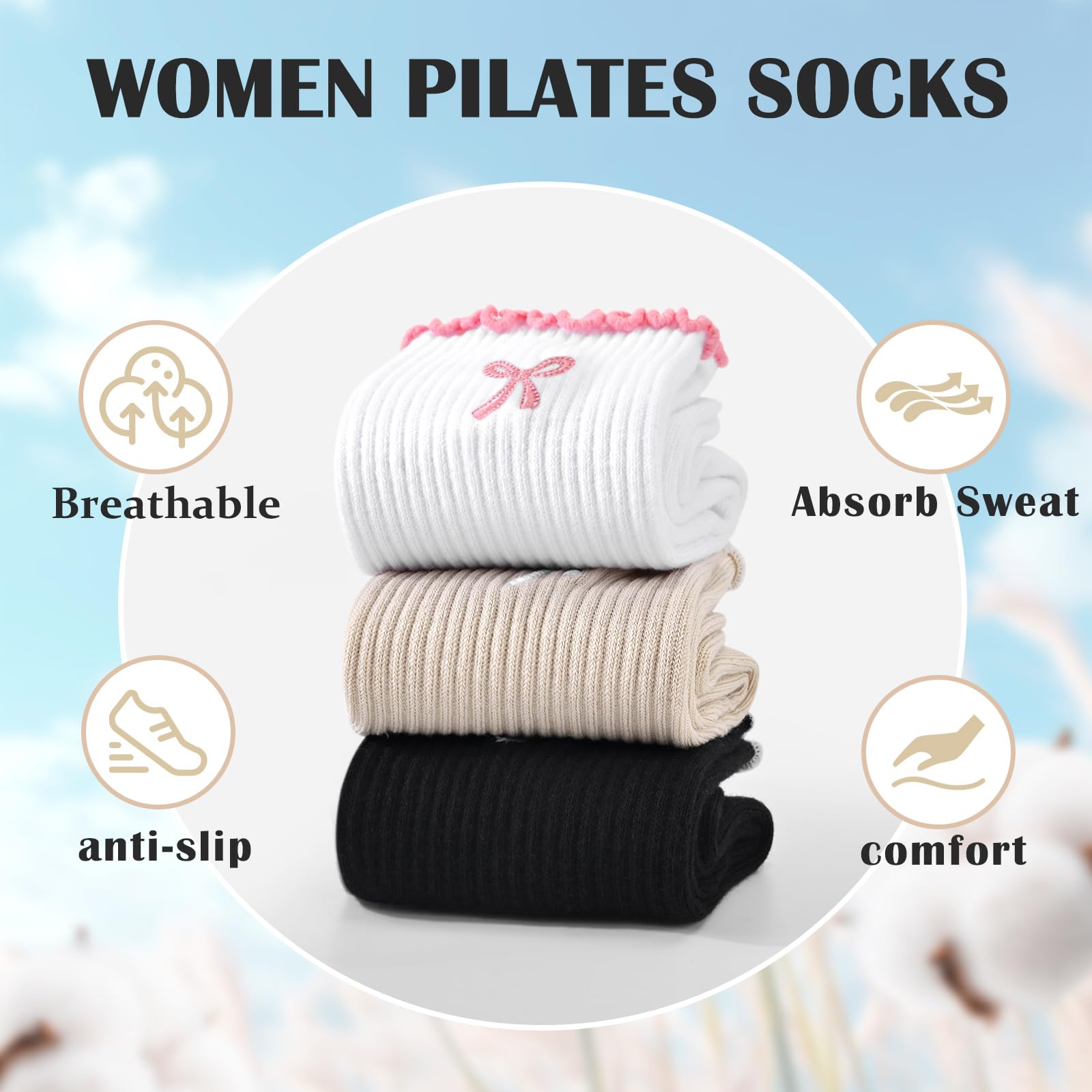 3 Pasang Kaus Kaki Pilates Ant - Medias Para Pilates Y Yoga ulasan dan harga