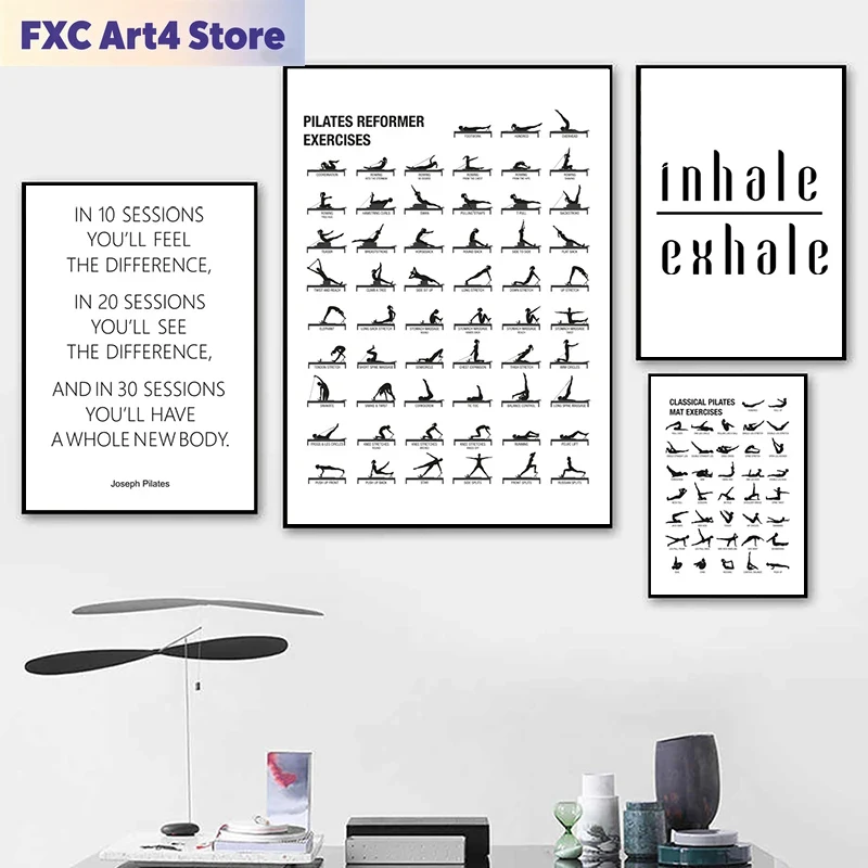 Poster Bagan Latihan Pilates T - Pilate Yoga Workout ulasan dan harga